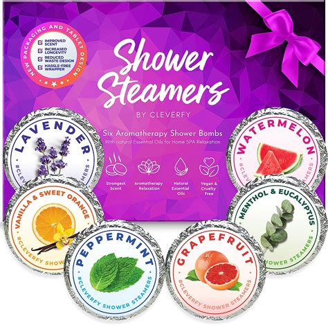 Cleverfy Shower Steamers Aromatherapy - Mini Variety Pack of 6 Shower Bombs with Essential Oils ...