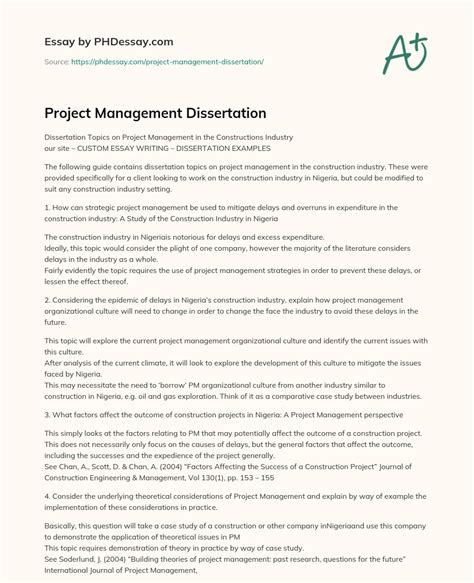 Dissertation Topics in Project Management 的图像结果