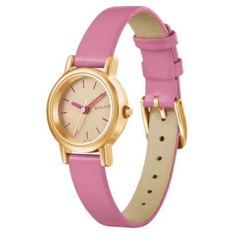 Buy Online Sonata Splash Rose Gold Dial Women Watch With Leather Strap ...