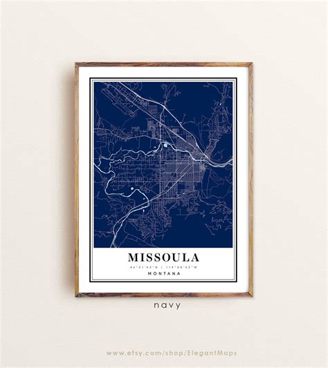 Missoula Montana map Missoula MT map Missoula city map | Etsy