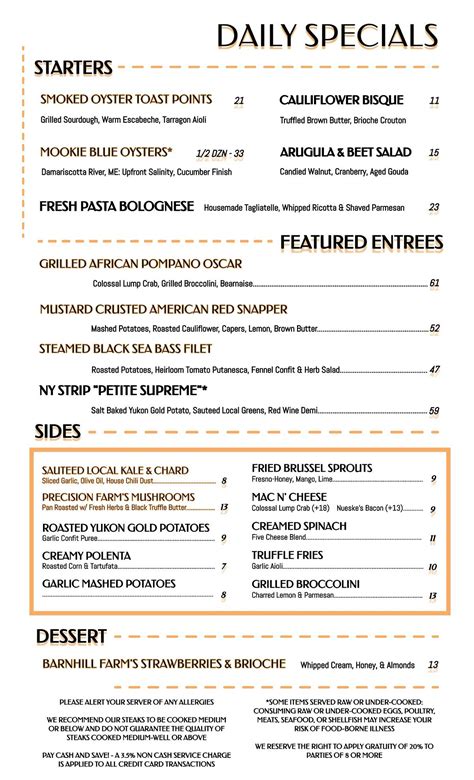 Menu at 501 Prime pub & bar, Hot Springs