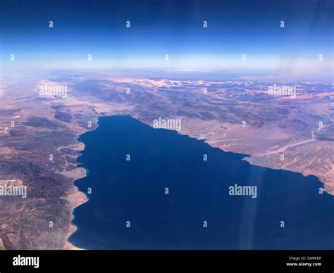 The Gulf of Aqaba (Gulf of Eilat ) from the air showing the South Sinai ...