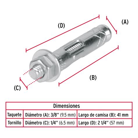 Caja de 100 Piezas Taquete de expansion de 1/4" con tornillo - Rantec ...