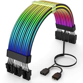 Sirlyr RGB PC Cables,Strimmer 3 * 8 pin PSU Extension Cable,5V 3Pin ...