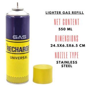 Universal Lighter Gas Recharge Can with Strong Steel Refill Nozzle and ...