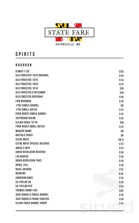 State Fare menus in Catonsville, Maryland, United States