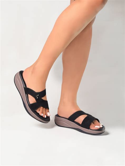 Ilaria Black Comfortable Cute Wedge Heels For Women – Monrow Shoes