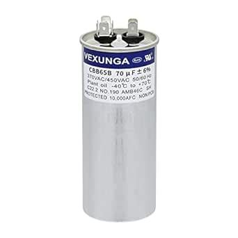 VEXUNGA Capacitor 70uF 70 MFD 370VAC 440VAC 450VAC 50/60Hz Round AC ...