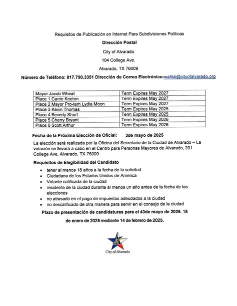 City of Alvarado Elections | Alvarado, TX