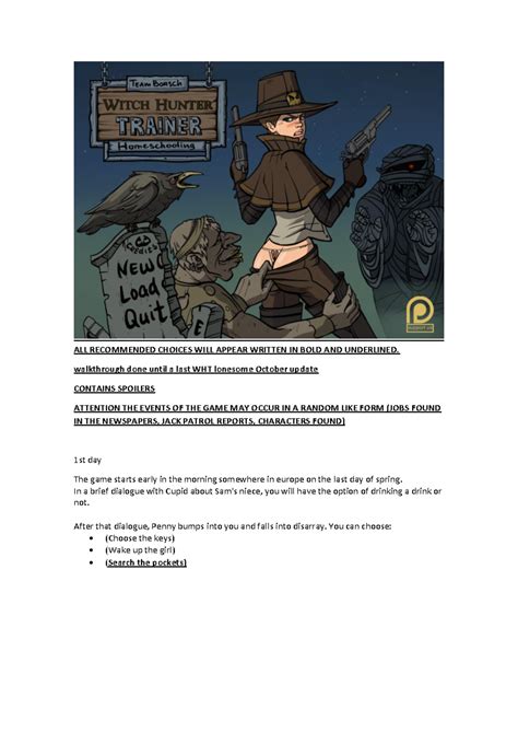 WHT Walkthrough: Witch Hunter Trainer Gameplay Guide & Tips - Studocu