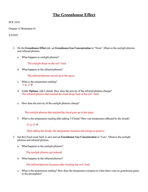 SCE 1010 Phet Greenhouse Effect - SCE-1010 - CSM - Studocu