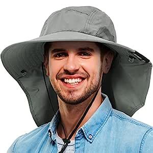 Buy Mens Wide Brim Sun Hat with Neck Flap Fishing Safari Cap for ...