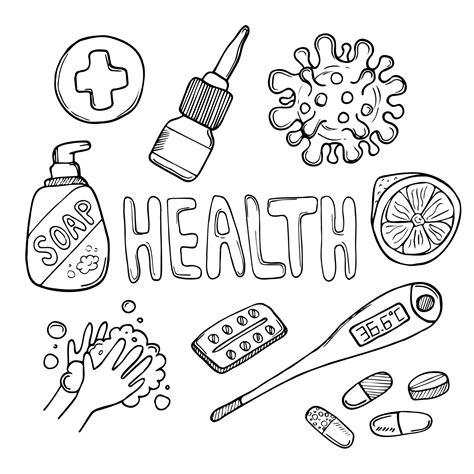 corona virus doodle drawing collection. covid-19 doodle vaccine element ...