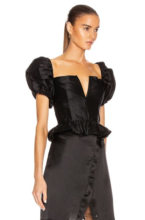 Markarian Lucia Off the Shoulder Peplum Top in Black | FWRD