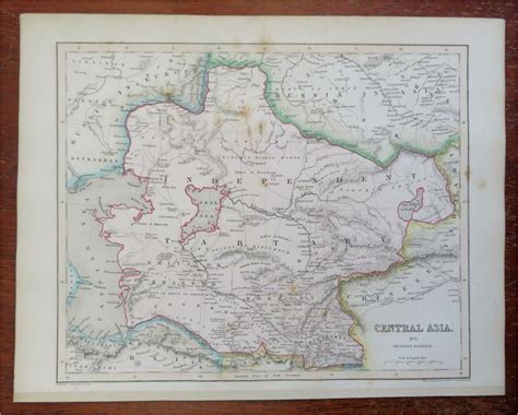 Central Asia Turkestan Bukhara Samarkand Caspian Sea Aral Sea c. 1850 Archer map: (1850) Map ...