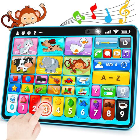 Amazon.com: Peacurh Trilingual Learning Toy Tablet with Music & Sound, Montessori Speech Musical ...