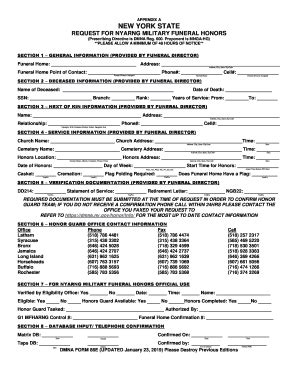 DMNA Form 86 - Request For NYARNG Military Funeral Honors - Fill and ...