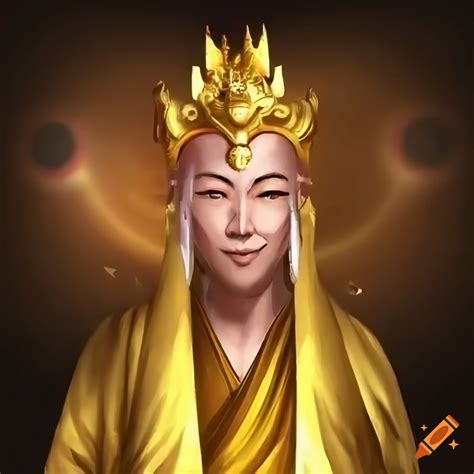 Mara Papiyas, demon king in golden robes emitting eclipse-like light on ...