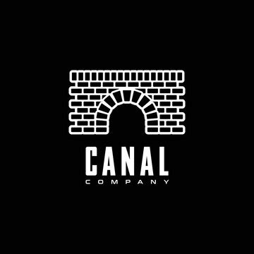 Waterway bridge brick canal logo simple design | Premium Vector