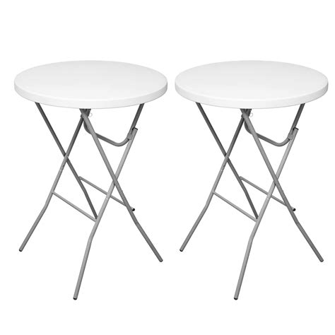 Byliable 32in Round Folding Table Folding Cocktail Table, White 32''×43 ...