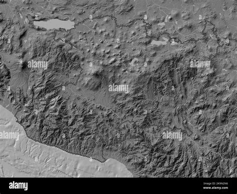Michoacan, state of Mexico. Bilevel elevation map with lakes and rivers ...