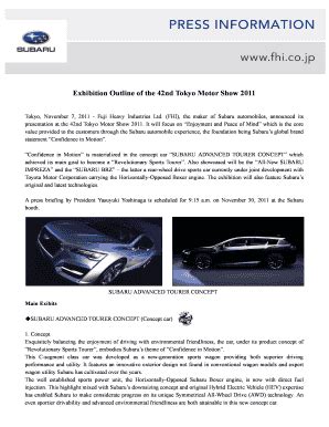 Fillable Online Exhibition Outline of the 42nd Tokyo Motor Show 2011 ...