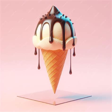 Premium PSD | Cone ice cream dripping
