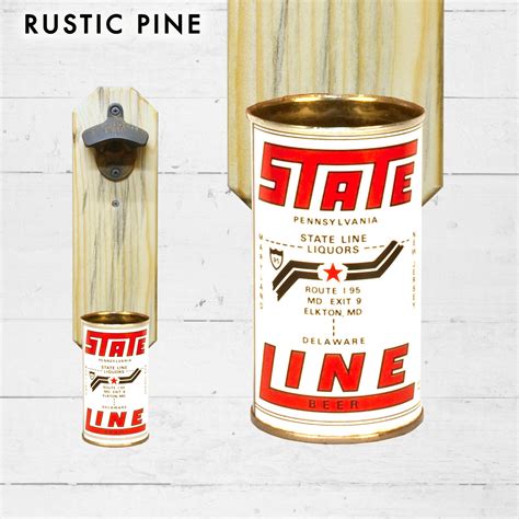State Line Liquors Wall Mounted Bottle Opener With Vintage Beer Can Cap ...