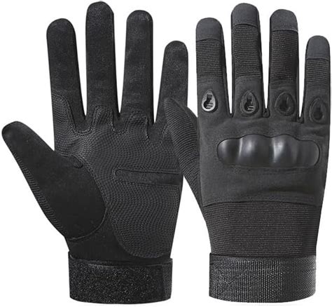Alexvyan Black Tactical Full Finger Gloves for Sports, Hard Knuckle ...
