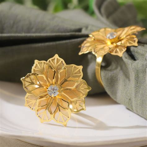 Enhabit Petals Napkin Rings, Set of 6 - Gold | Modern Quests
