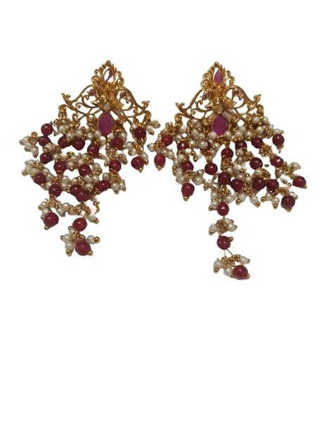 Pearl and Ruby Traditional Indian Maang Tikka