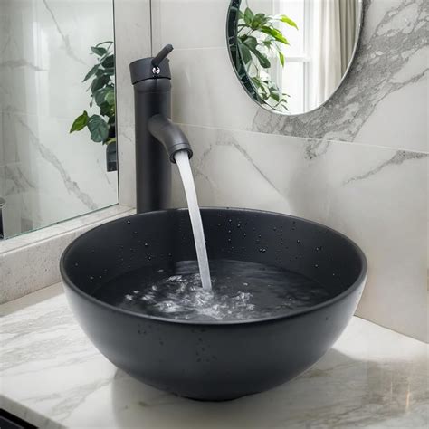 MEKKHALA Black Bathroom Vessel Sink 13 Inch Round Top Mount India | Ubuy