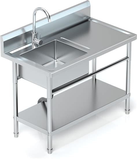 ROOMTEC 304 Stainless Steel Single Bowl Utility Sink Set, Commercial ...