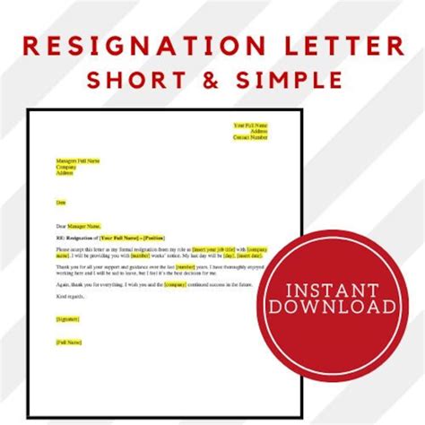 How To Create A Simple Resignation Letter - Free Word Template