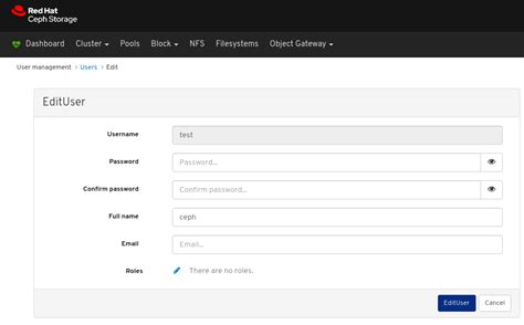 Chapter 4. Managing users on dashboard | Dashboard Guide | Red Hat Ceph ...