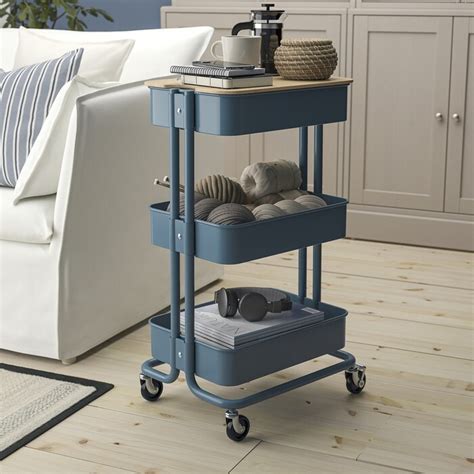 RÅSKOG / NORRÅVA trolley with lid, grey-blue, 35x45x77 cm (133/4x173 ...