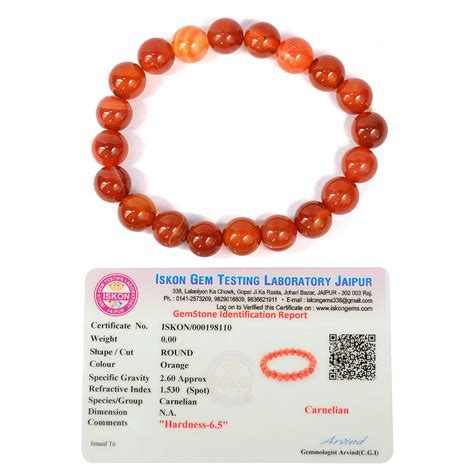 Buy Reiki Crystal Products Natural Certified Carnelian Bracelet Round ...