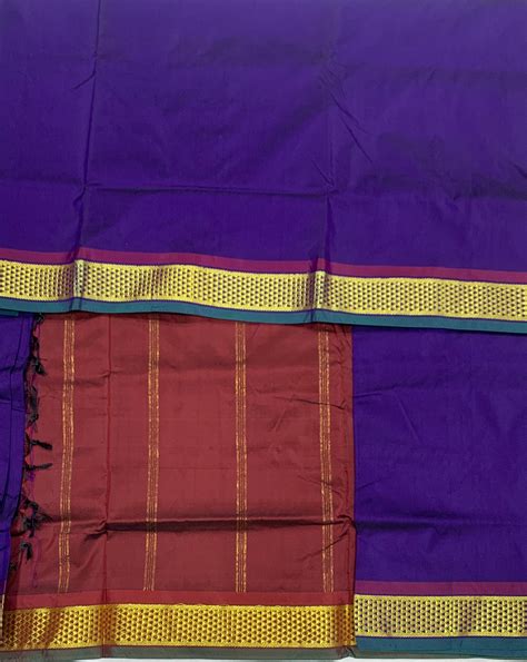 9 yards Vegan Silk Saree Violet Colour – Kumaran Silk