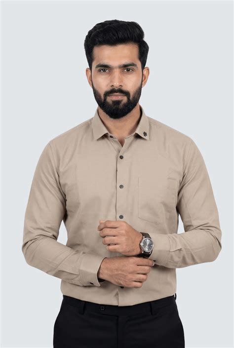 Beige Cotton Shirt for Men – Slim Fit | Kites Club – KITES CLUB
