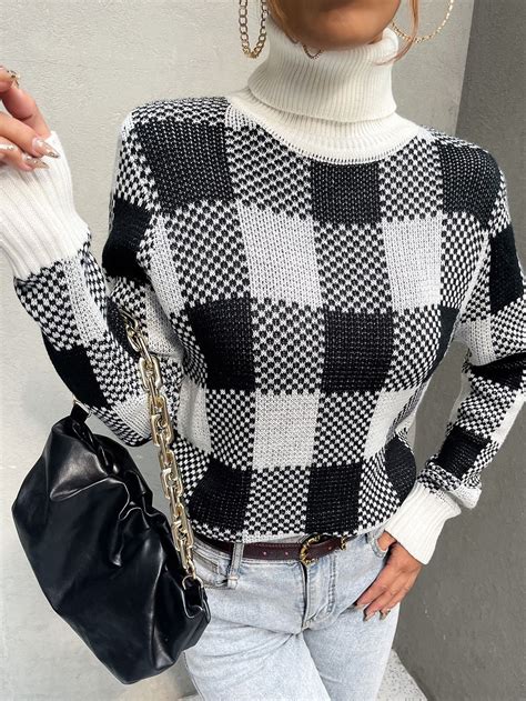 Funnel Neck Buffalo Plaid Sweater | Plaid sweater, Sweaters, Clothes