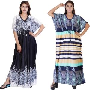 REN STAR Floral Print Satin Blend Women Kaftan - Buy REN STAR Floral ...