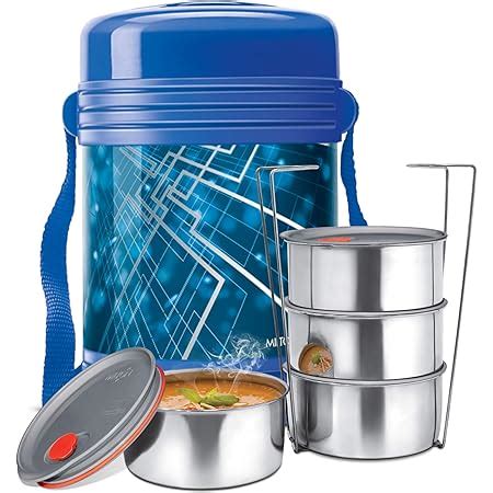 Milton Vector Deluxe 4 Plastic Leak Lock Tiffin Box Set, 4-Pieces, Blue ...