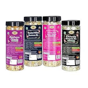 Jar Pack Makhana Chiwda/Roasted Millets Murmura Mix/Sorgum Millet Jawar ...