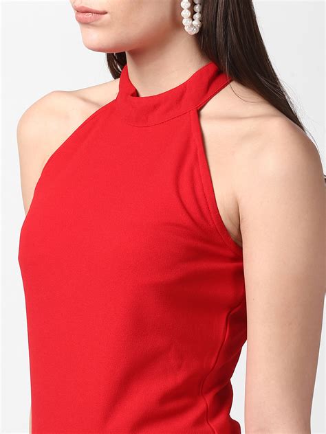 Women's Red Asymmetrical Lace Dress – Stylestone