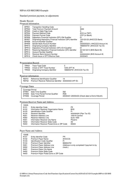 Fillable Online azahcccs HIPAA 820 RECORD Example Fax Email Print ...