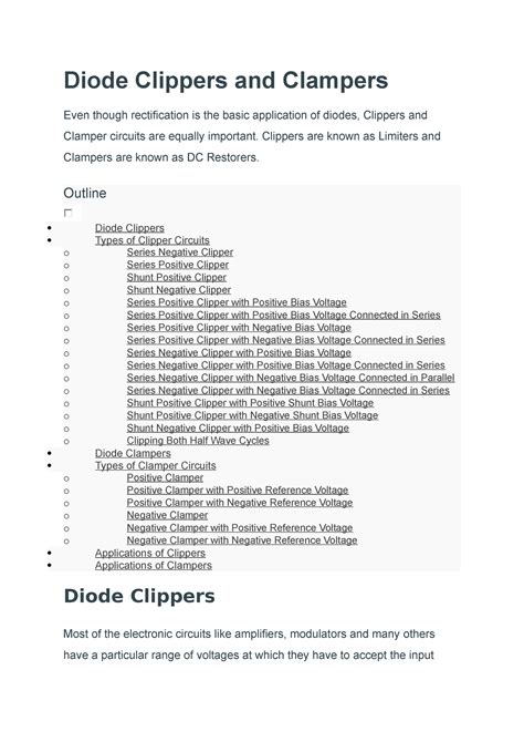UNIT-1 (Part-2) - electronic-1 notes - Diode Clippers and Clampers Even ...