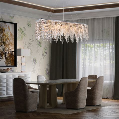 Dining Room Rectangular Crystal Chandelier With Linear Design - SOFARY