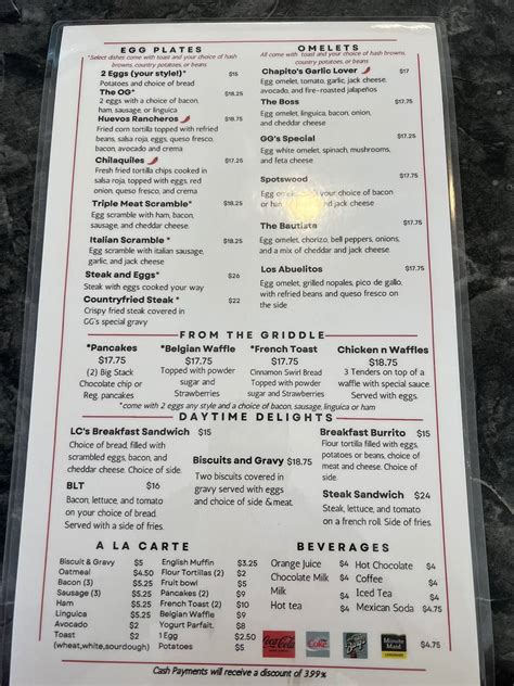 Menu at J J's breakfast and burgers restaurant, San Juan Bautista