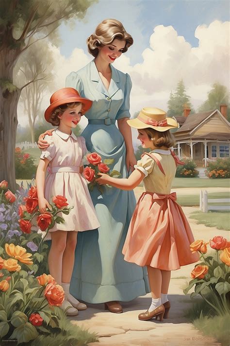Vintage Mother And Children Art Free Stock Photo - Public Domain Pictures