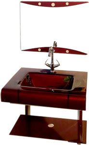 Vision glass _158 Glass Wash Basin With Mirror, Self & Steel Stand (24 ...